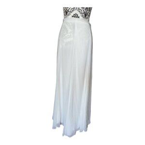 NWT NY & Co Long Summer White Chiffon Wrap Around Skirt Size Large
